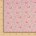 Percal estampado com ramos de flores sobre fundo rosa - Ribes y Casals