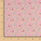 Percal estampado com ramos de flores sobre fundo rosa - Ribes y Casals