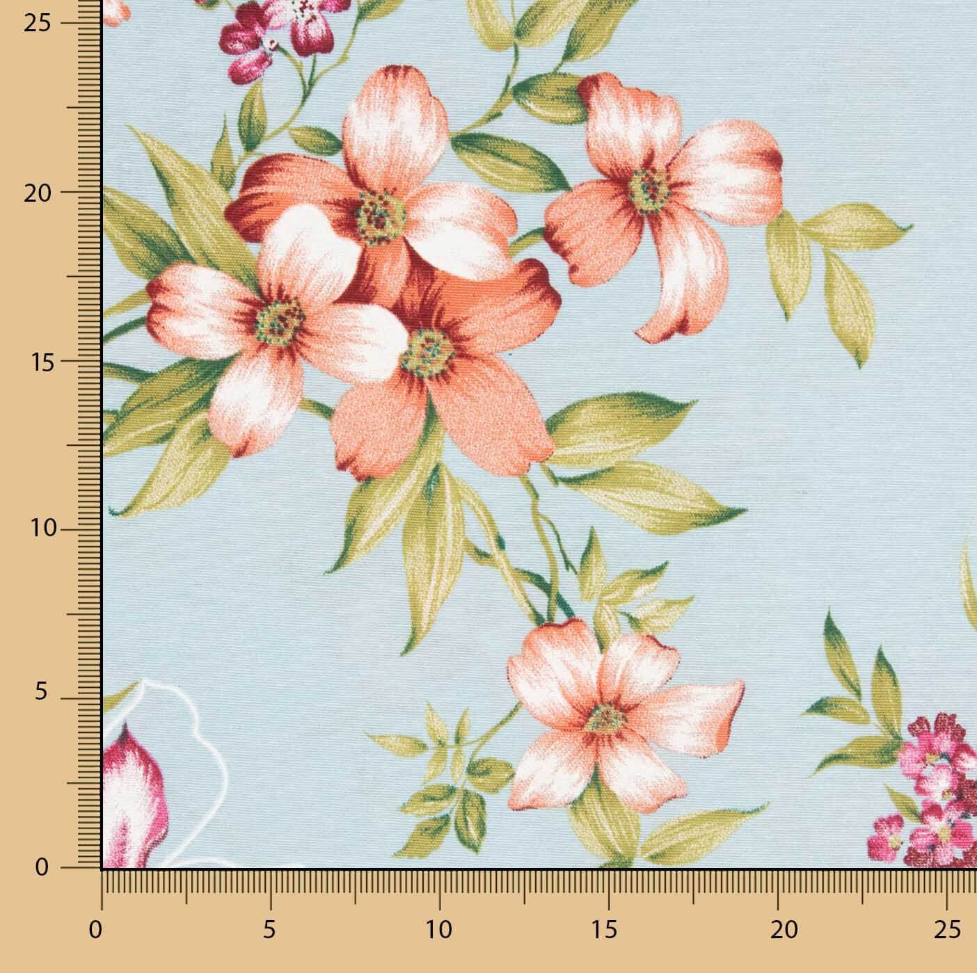 Loneta Floral Romântica Azul Claro - Ribes y Casals