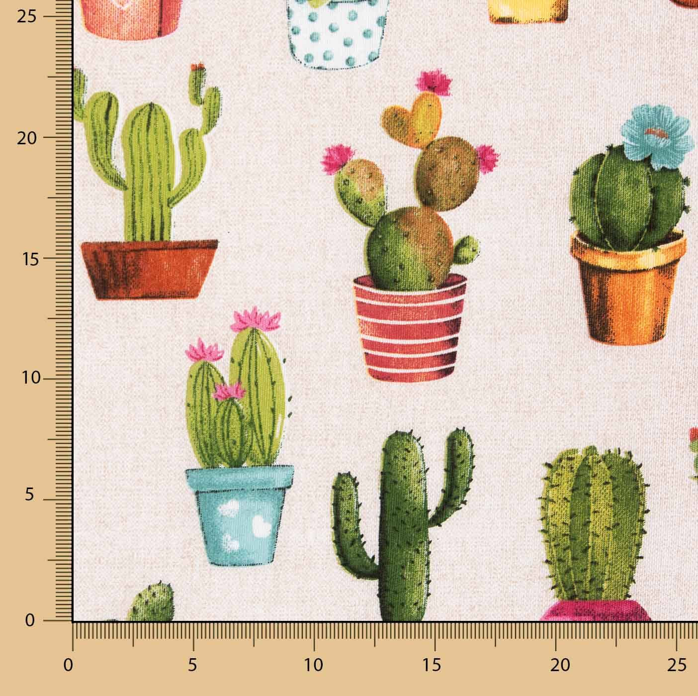Lona estampada com cactos coloridos - Ribes y Casals
