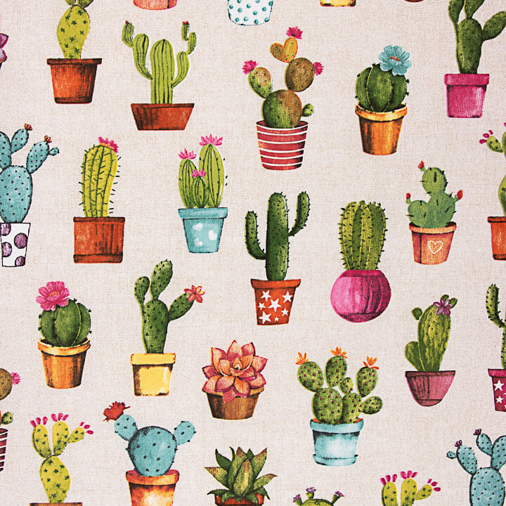 Lona estampada com cactos coloridos - Ribes y Casals