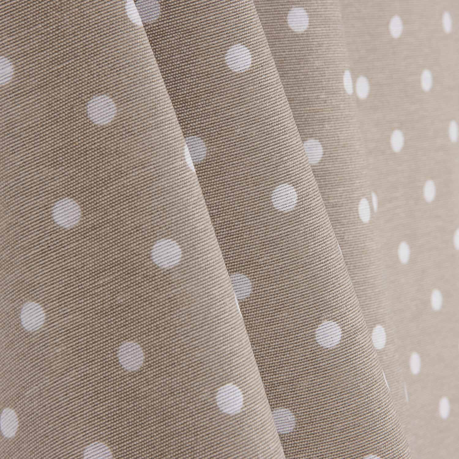 Lona estampada com bolinhas brancas sobre fundo bege - Ribes y Casals