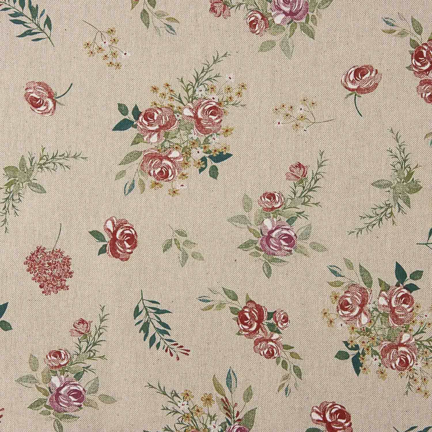 Lona com Estampado Floral Romântico sobre Beige - Ribes y Casals