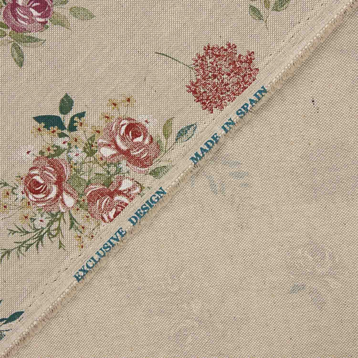 Lona com Estampado Floral Romântico sobre Beige - Ribes y Casals