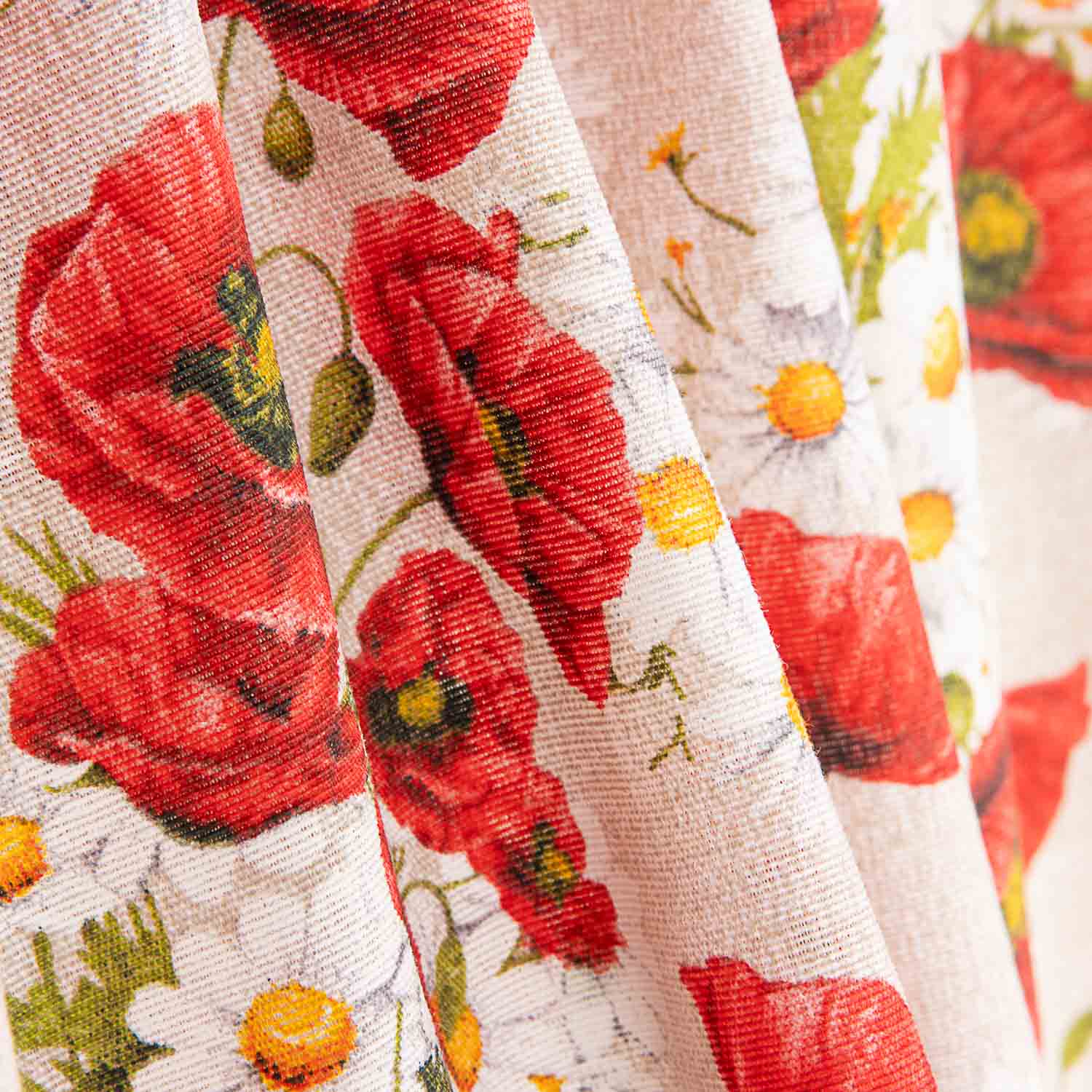 Lona estampada com papoilas e margaridas - Ribes y Casals