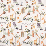 Lona Panamá Estampada Cozinha Olive Mediterrânea - Ribes y Casals