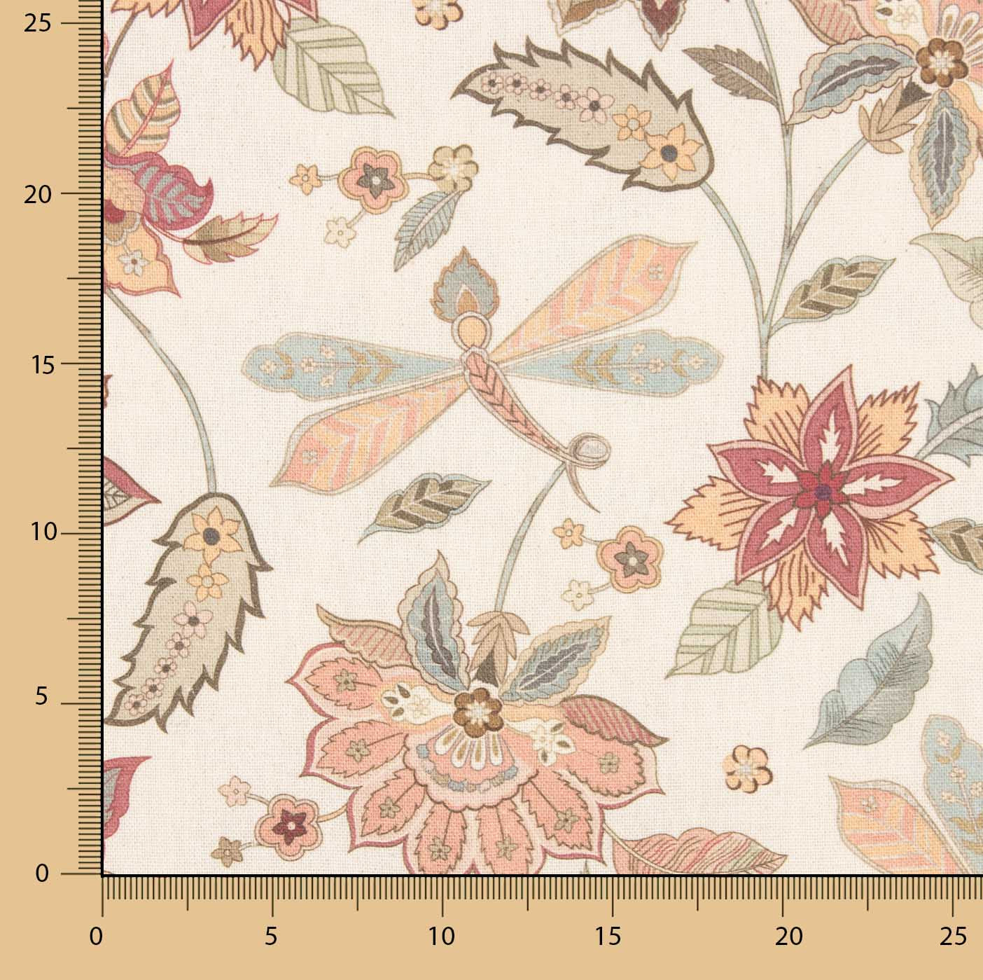 Lona Panamá Estampada Libélulas e Flores - Ribes y Casals