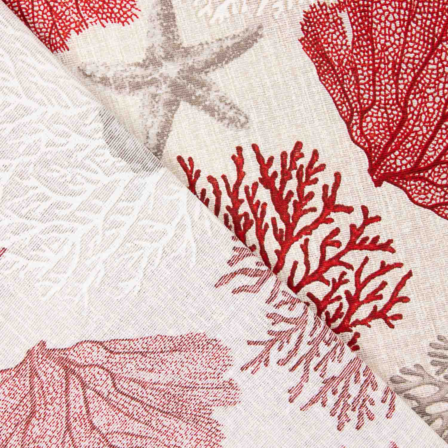 Lona estampada marinha coral vermelho - Ribes y Casals