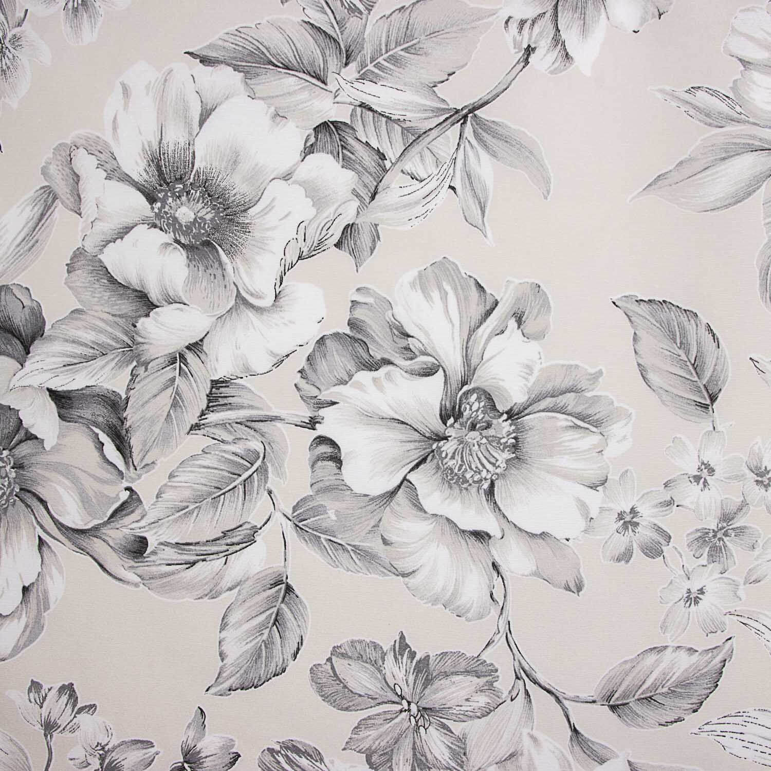 Lona estampada com flores elegantes cinzentas - Ribes y Casals
