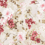 Loneta estampada floral em rosa e grená - Ribes y Casals