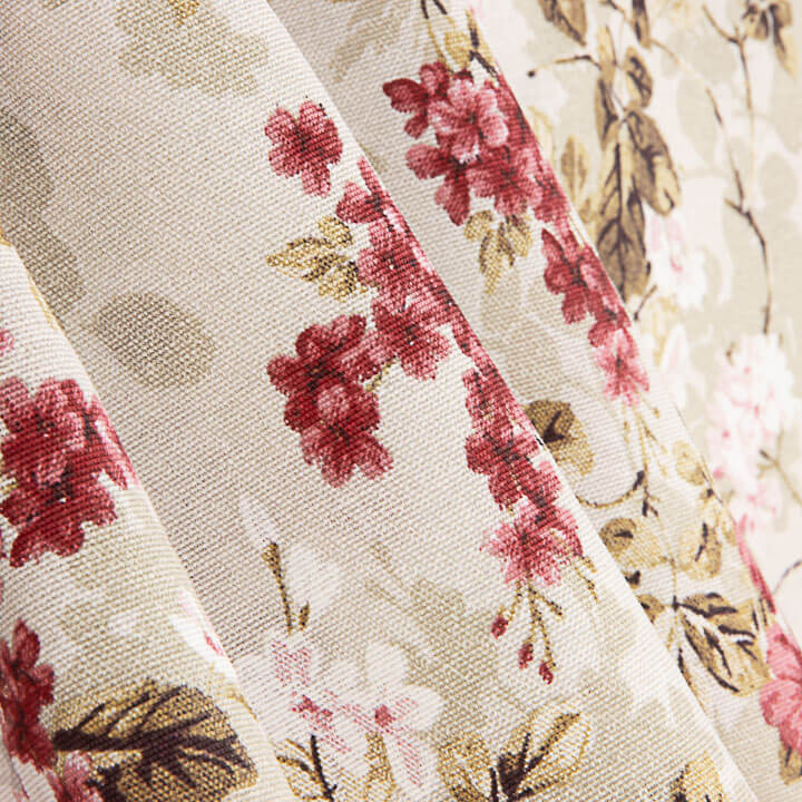 Loneta estampada floral em rosa e grená - Ribes y Casals