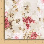 Loneta estampada floral em rosa e grená - Ribes y Casals