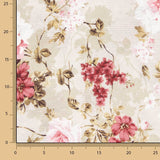 Loneta estampada floral em rosa e grená - Ribes y Casals
