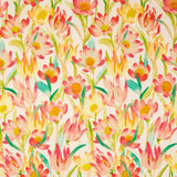 Crepe de viscose estampado com flores em aquarela quente - Ribes y Casals