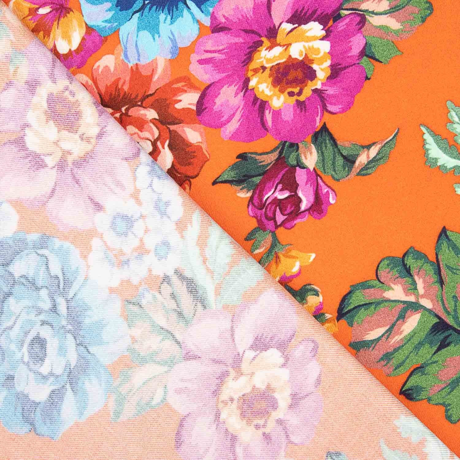 Viscose estampada com flores de jardim Coralia - Ribes y Casals