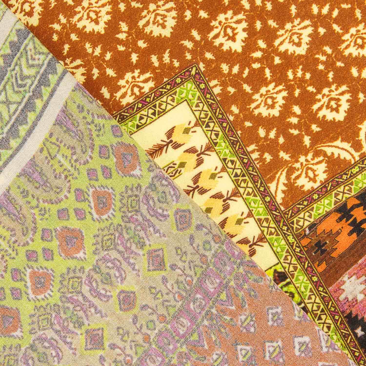 Viscose estampada étnica patchwork nómada - Ribes y Casals
