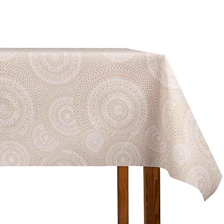 Toalha de Mesa Resinada Mandalas Bege - Ribes y Casals