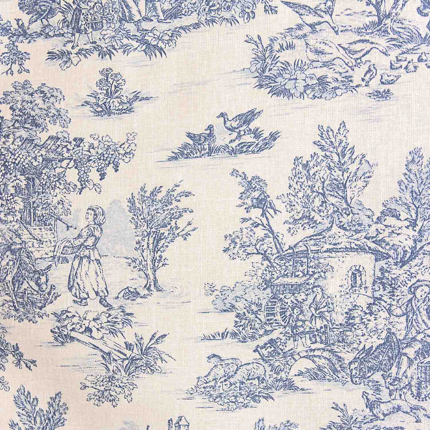 Algodão Revestido Toile de Jouy Azul e Branco - Ribes y Casals
