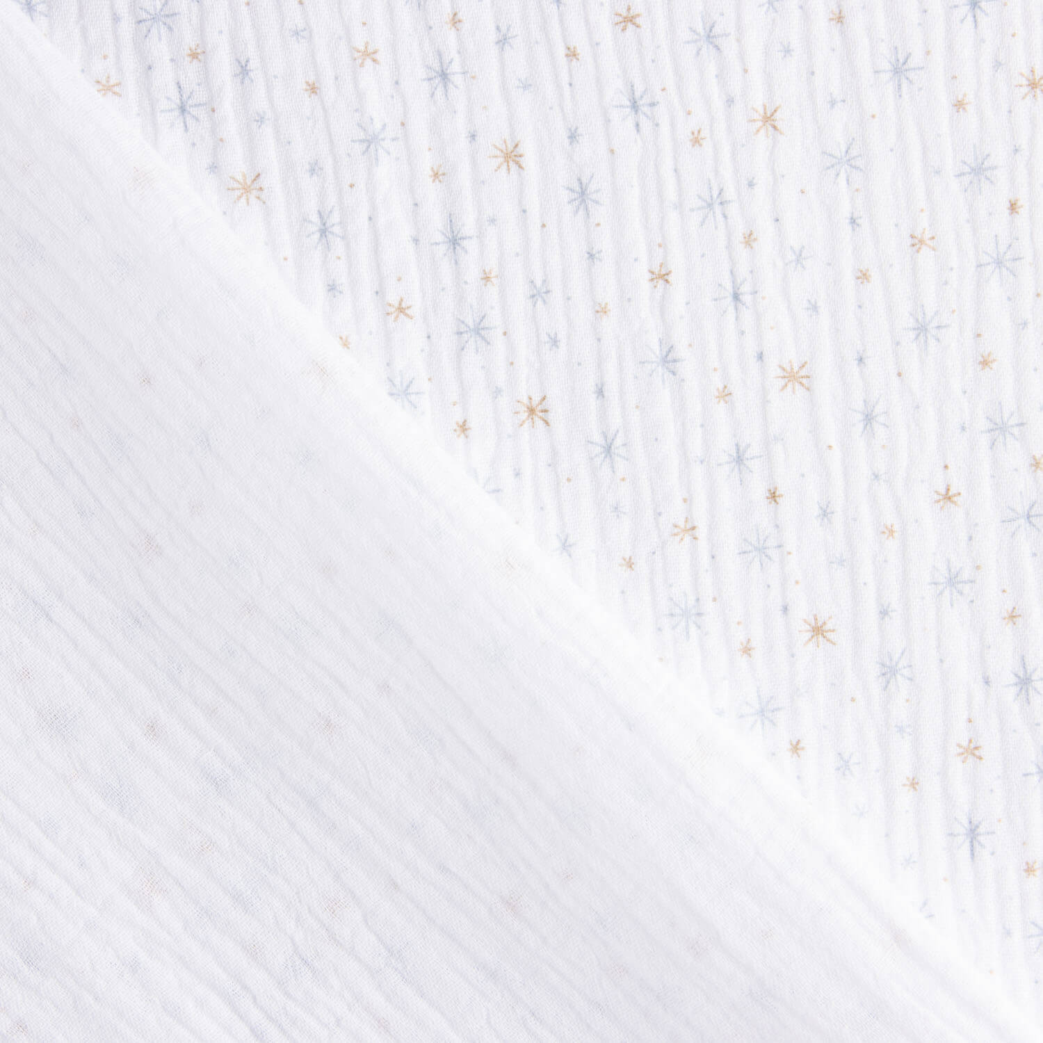 Muselina Algodão Estrelas Azul e Mostarda - Ribes y Casals