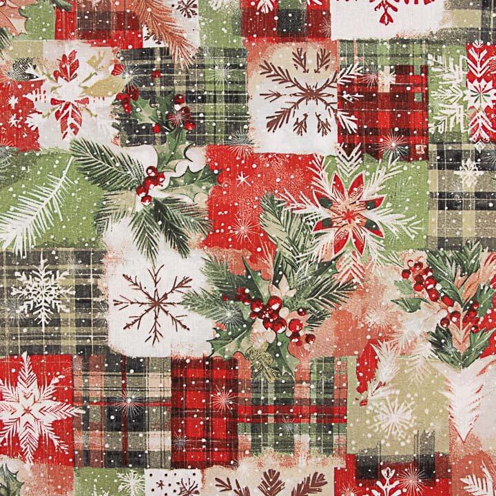 Loneta estampada com motivos natalícios em patchwork escocês - Ribes y Casals