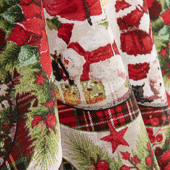 Loneta estampada de Natal com medalhões do Pai Natal - Ribes y Casals