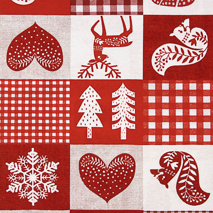 Loneta estampada com motivos natalícios em patchwork nórdico - Ribes y Casals