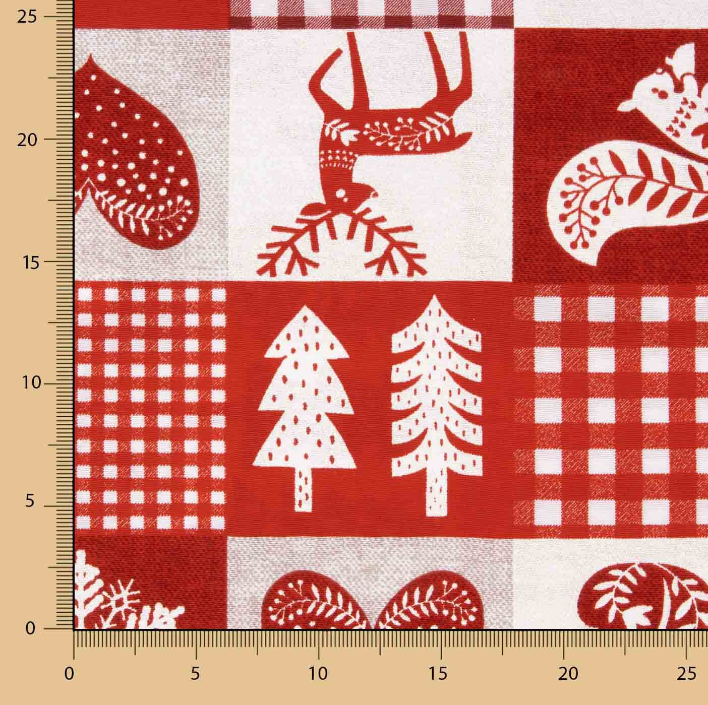 Loneta estampada com motivos natalícios em patchwork nórdico - Ribes y Casals