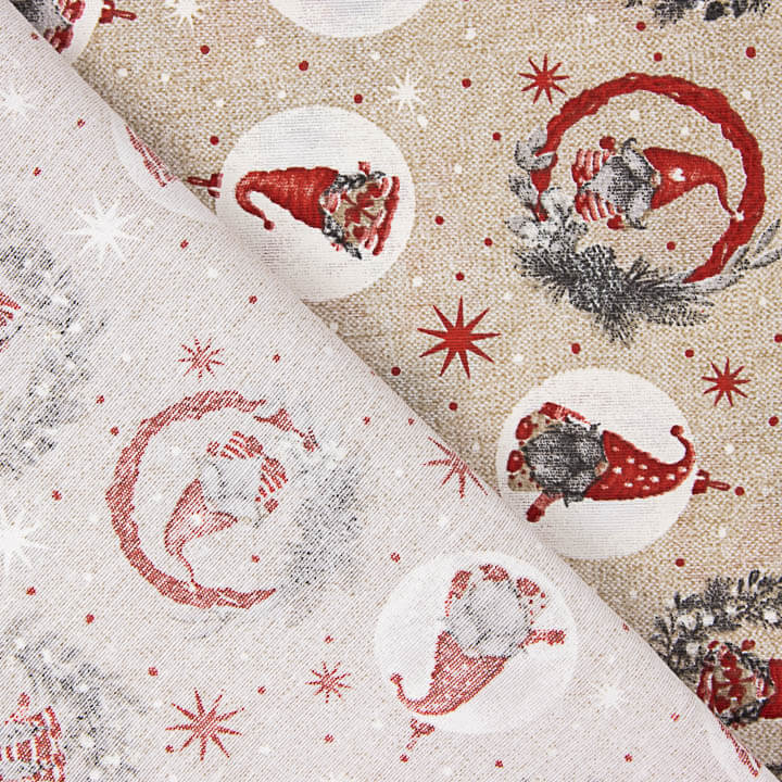 Loneta estampada com gnomos de Natal - Ribes y Casals