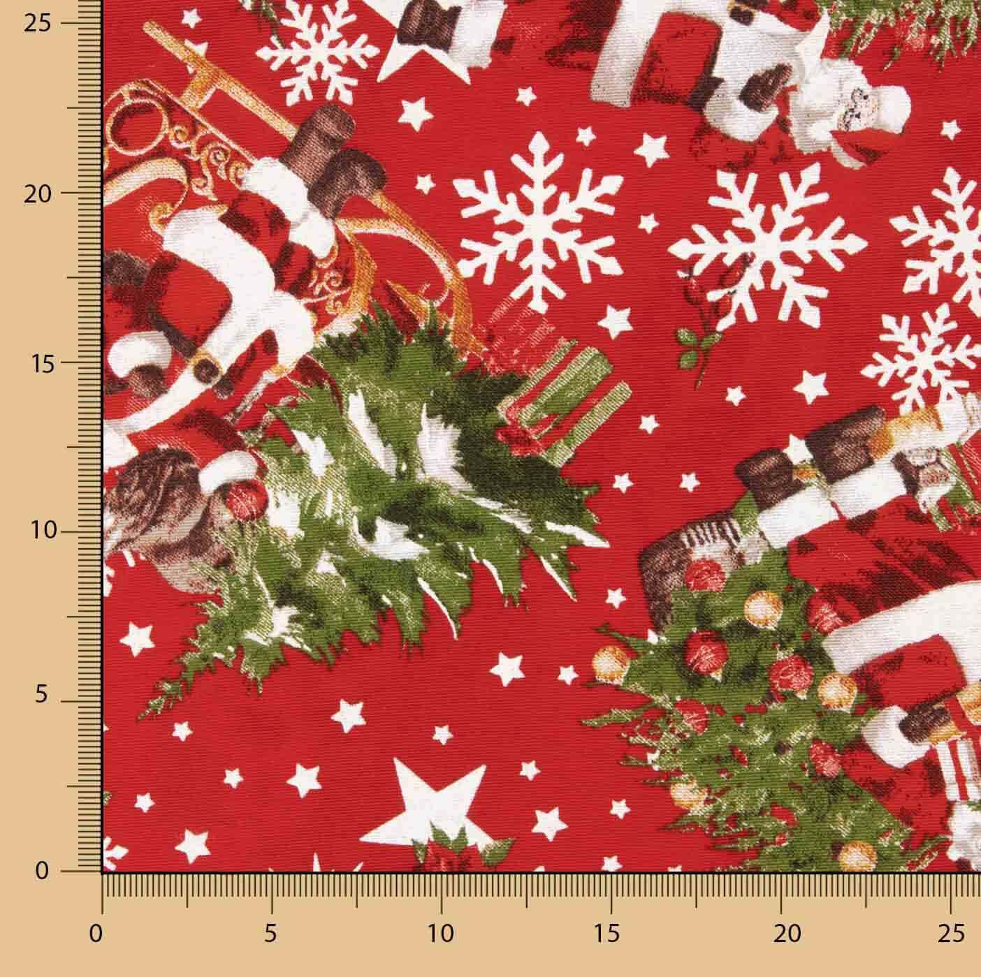Loneta estampada com motivos natalícios: Pai Natal e árvore de Natal - Ribes y Casals