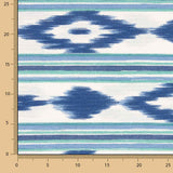 Lona estampada com padrão tradicional de Maiorca em azul e verde - Ribes y Casals