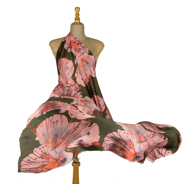 Saten estampado com íbisco - Ribes y Casals