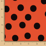 Crepe Bolinhas Pretas 33mm Coral - Ribes y Casals