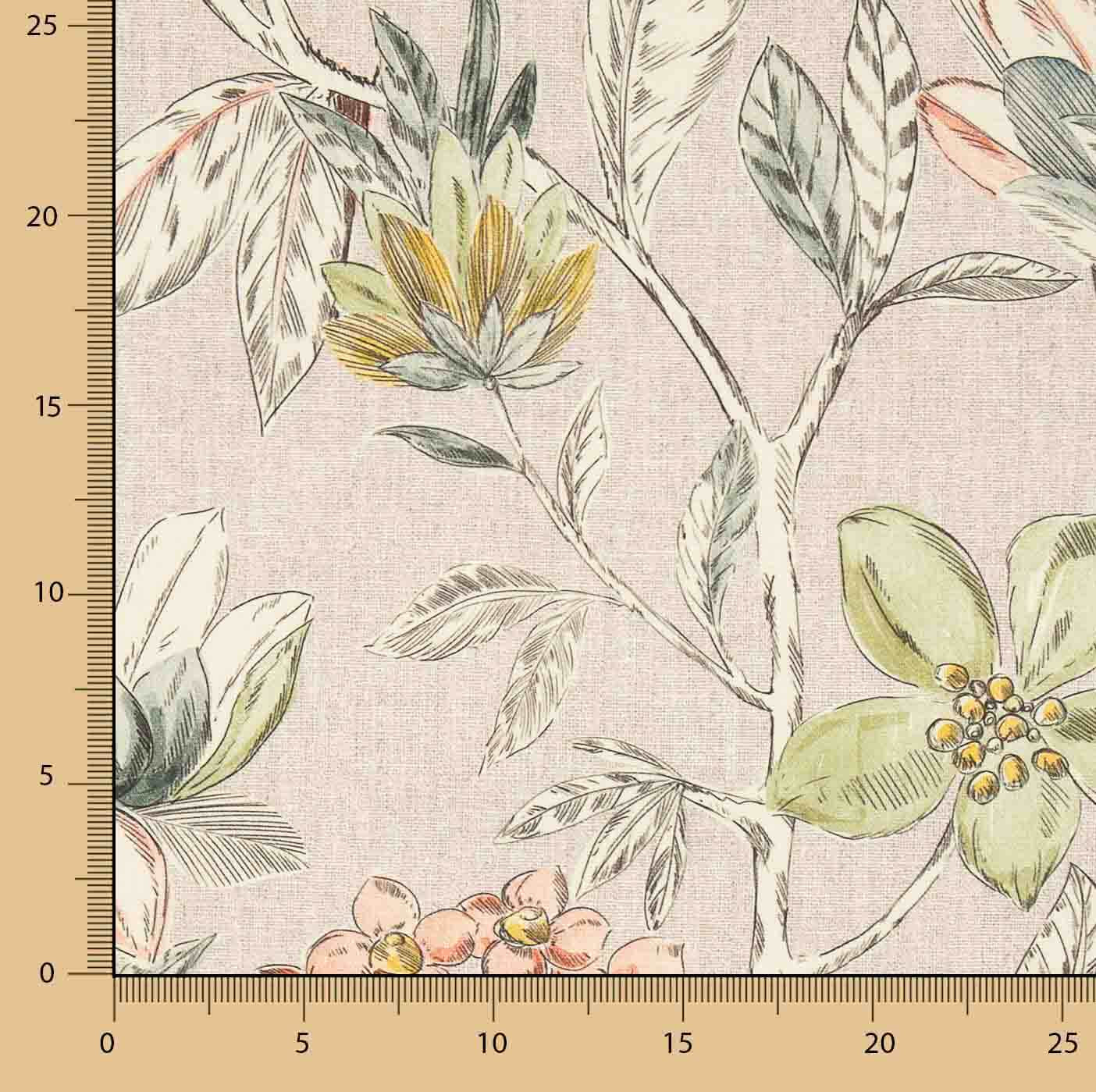 Loneta Half Tecido Panamá Estampado Jardim Botânico Aguarela - Ribes y Casals