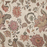 Loneta de Tecido Panamá Estampado Floral em Paisley Rosa Coral - Ribes y Casals