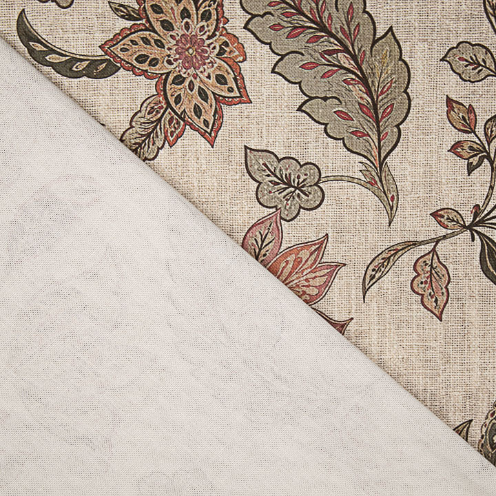 Loneta de Tecido Panamá Estampado Floral em Paisley Rosa Coral - Ribes y Casals