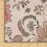 Loneta de Tecido Panamá Estampado Floral em Paisley Rosa Coral - Ribes y Casals