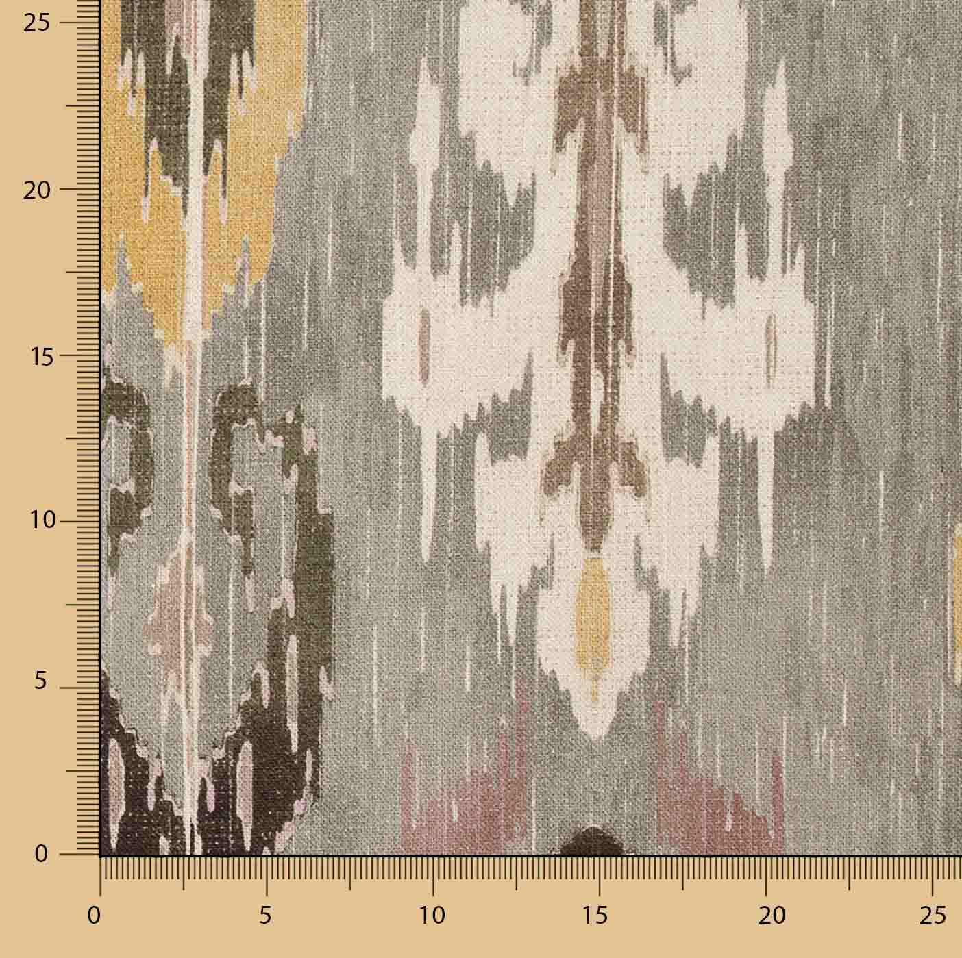Loneta Half tecido Panamá estampado com padrão étnico Ikat multicolorido - Ribes y Casals