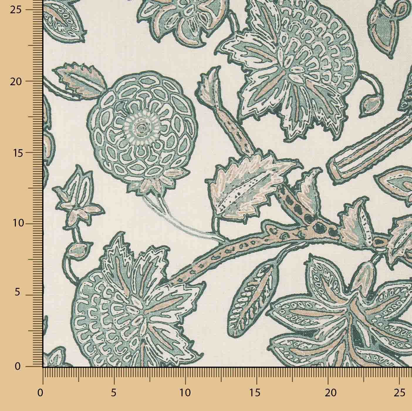 Loneta Half tecido Panamá estampado Jardim Oriental Verde Salvia - Ribes y Casals