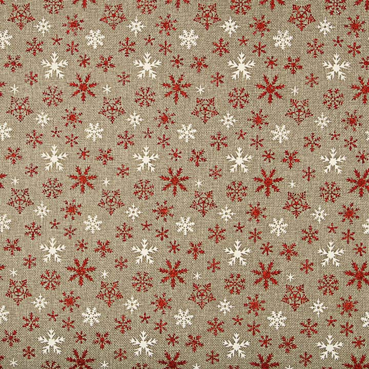 Tecido de Juta Decorativo com Estampado de Flocos de Neve - Ribes y Casals