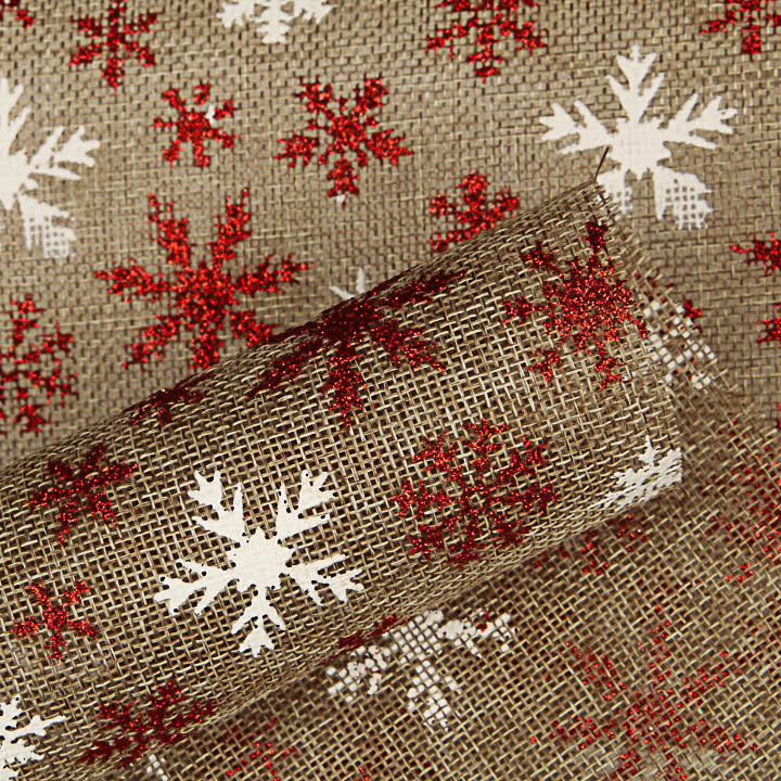 Tecido de Juta Decorativo com Estampado de Flocos de Neve - Ribes y Casals