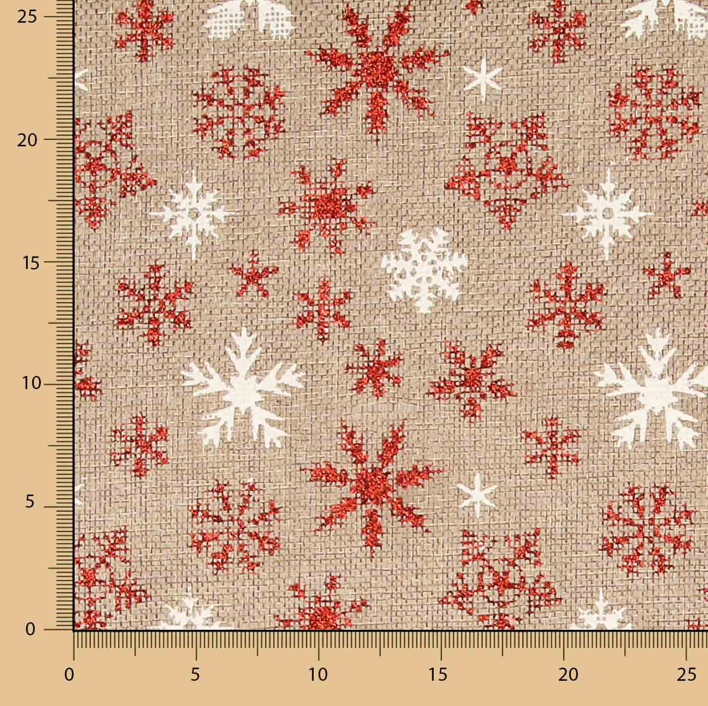 Tecido de Juta Decorativo com Estampado de Flocos de Neve - Ribes y Casals