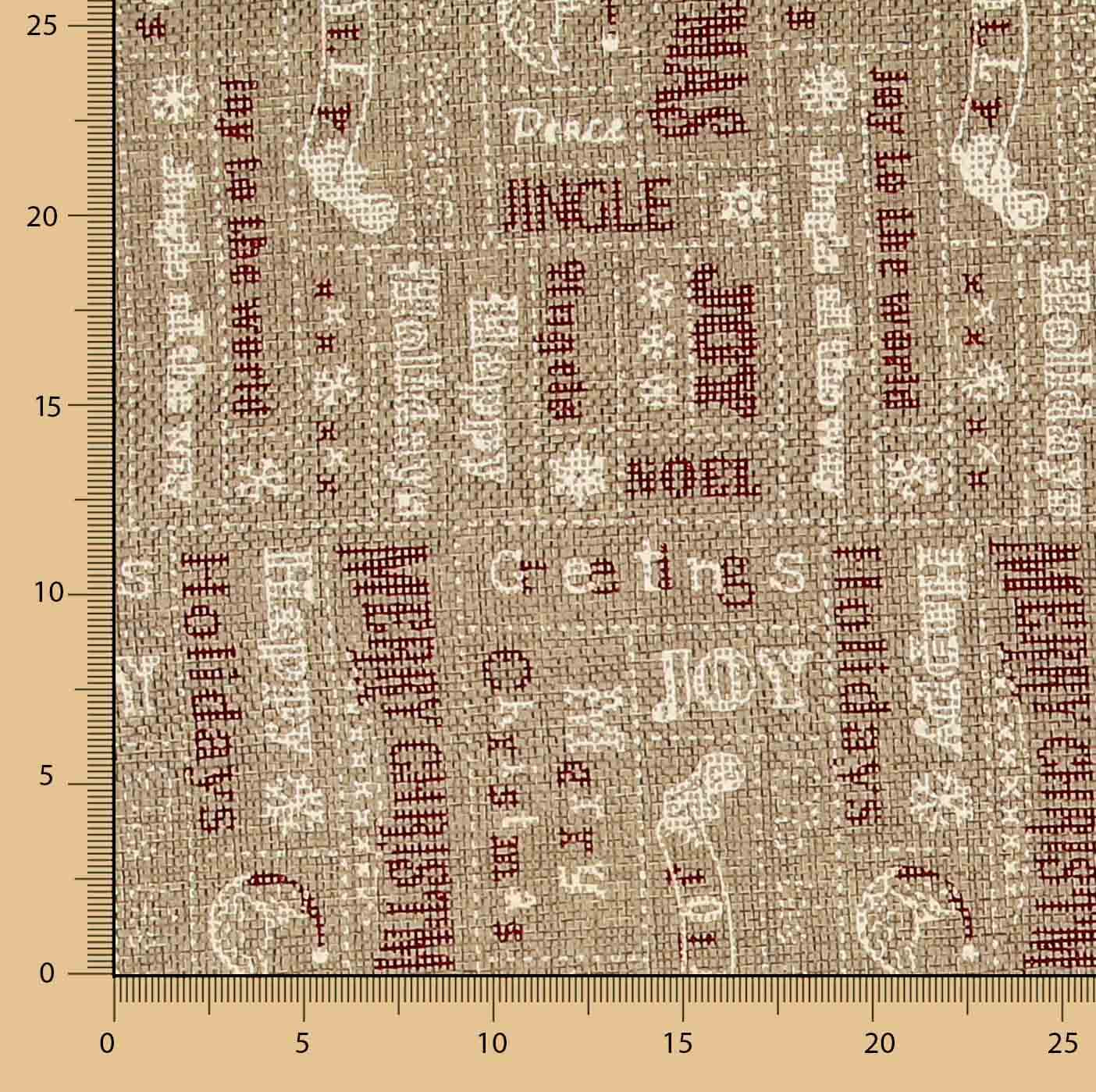Tecido de Juta Decorativo estampado «Merry Christmas» - Ribes y Casals