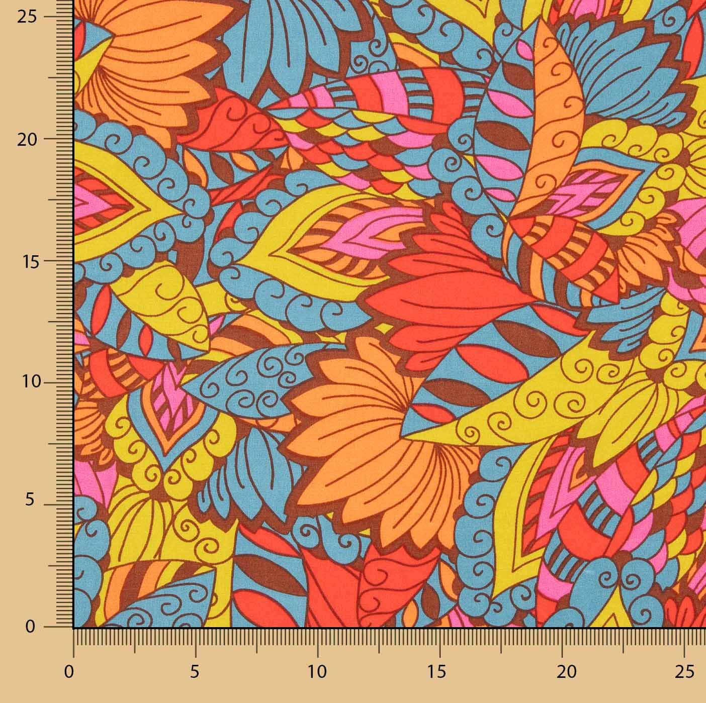 Viscose estampada étnica multicolorida - Ribes y Casals