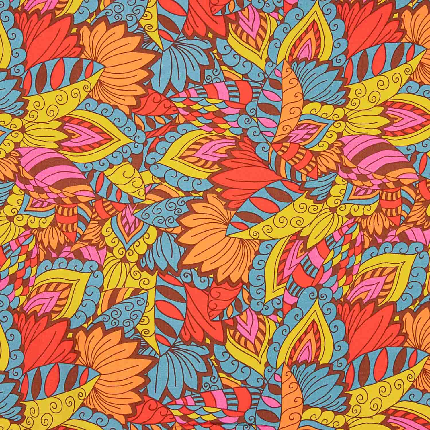 Viscose estampada étnica multicolorida - Ribes y Casals