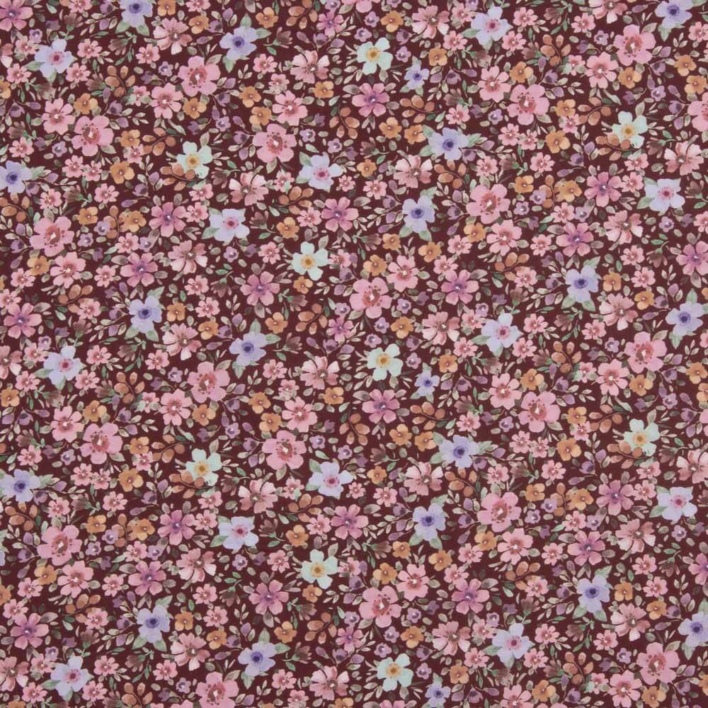 Popelina de Tecido de Algodão Jardim Selvagem Bordô - Ribes y Casals