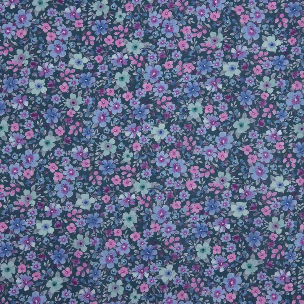Popelina de Tecido de Algodão Jardim Selvagem Azul - Ribes y Casals