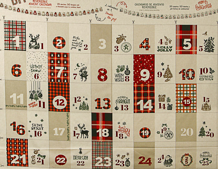 Painel de Tecido de Algodão Calendário do Advento Reversível - Ribes y Casals
