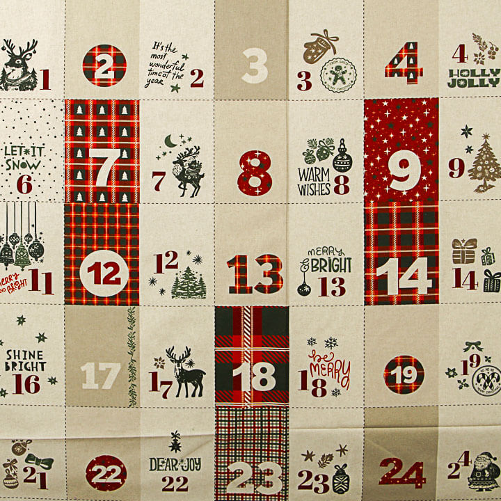 Painel de Tecido de Algodão Calendário do Advento Reversível - Ribes y Casals