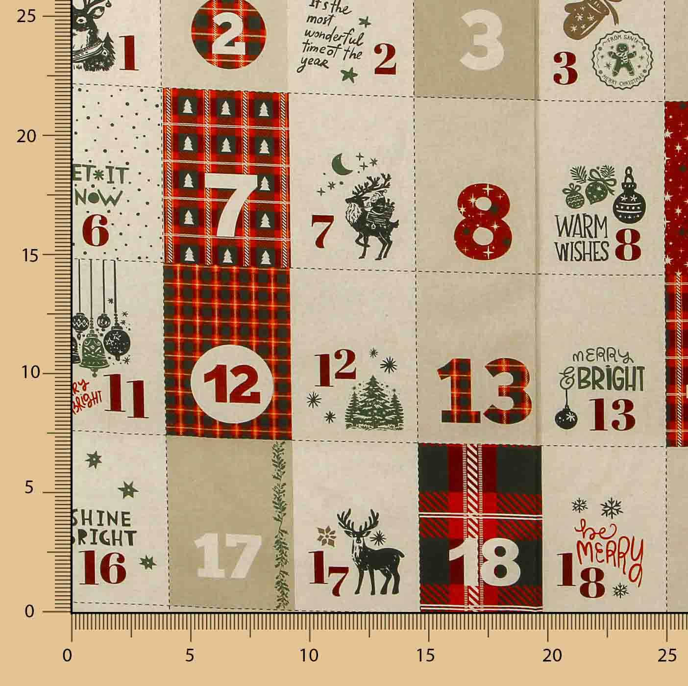 Painel de Tecido de Algodão Calendário do Advento Reversível - Ribes y Casals