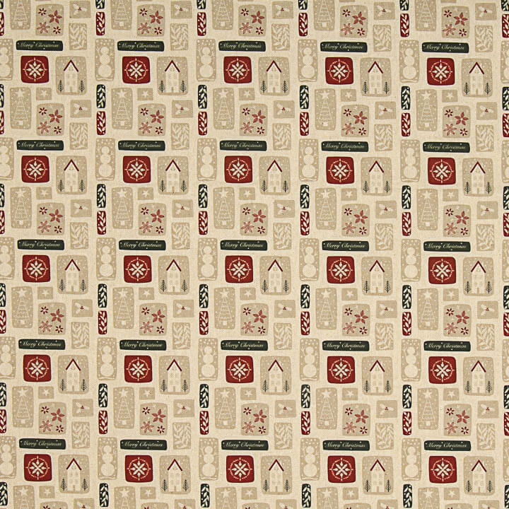 Popelina de Tecido de Algodão Natal Etiquetas Vintage - Ribes y Casals